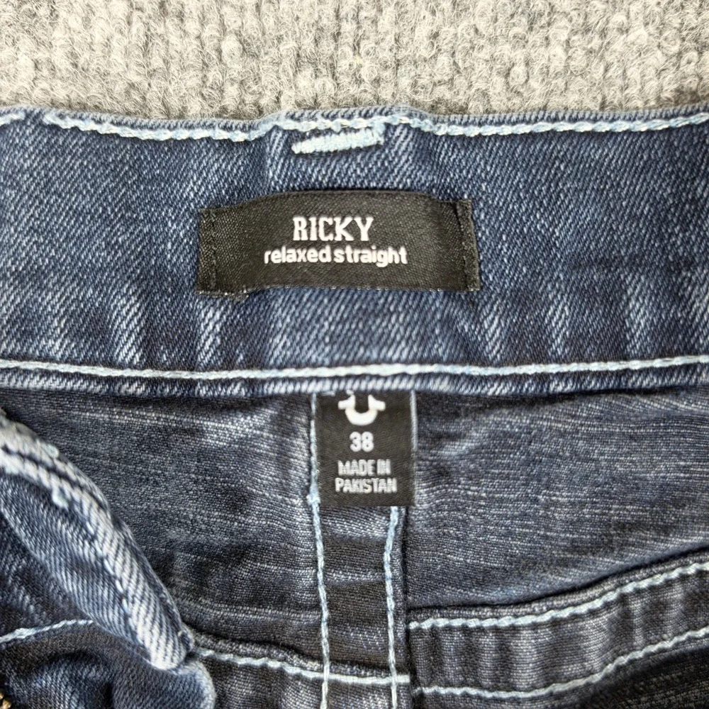 True Religion Ricky Relaxed Straight Jeans Mens Blue Denim Tag 38 Actual 36x31